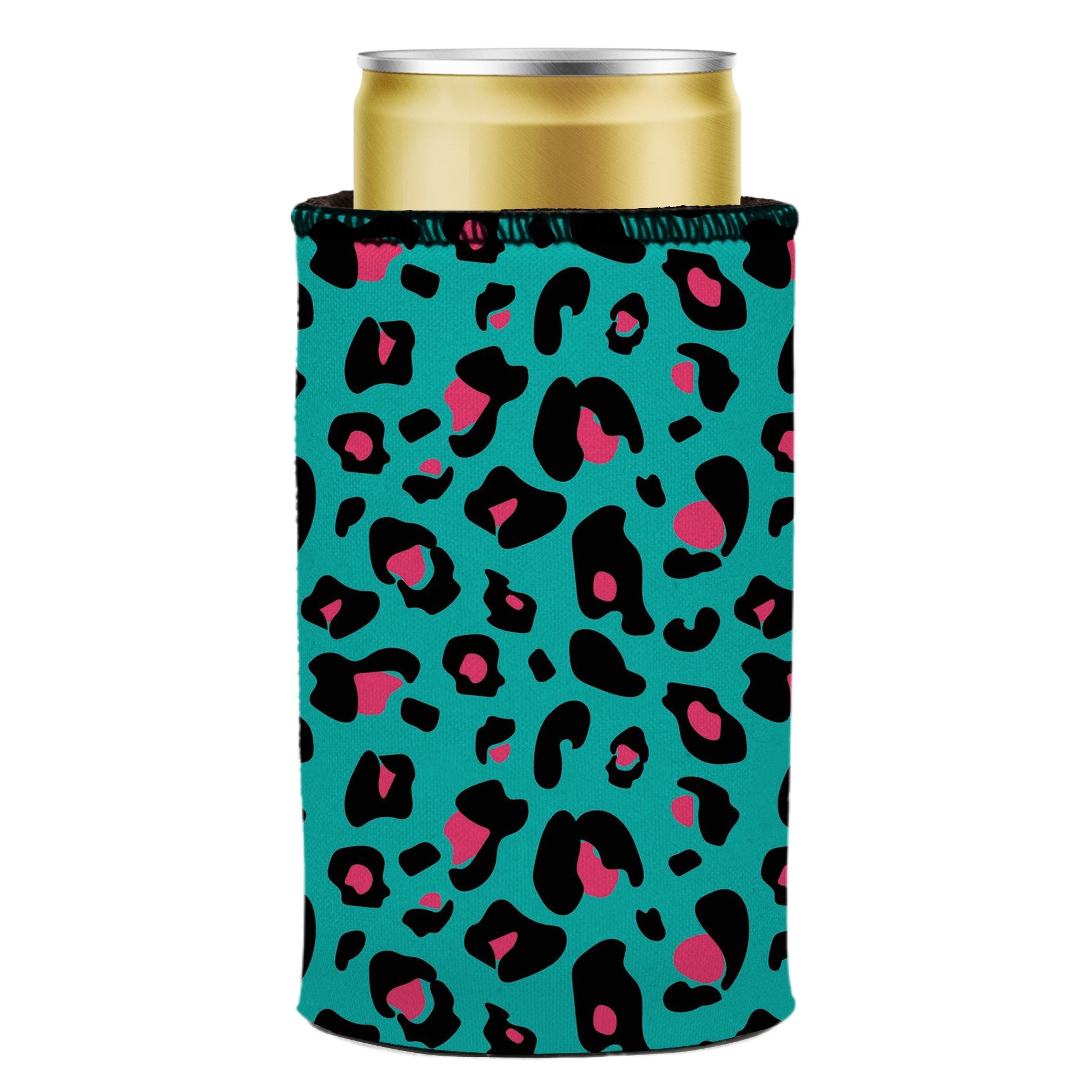 Teal Leopard Pattern Stubby Cooler - Standard 7