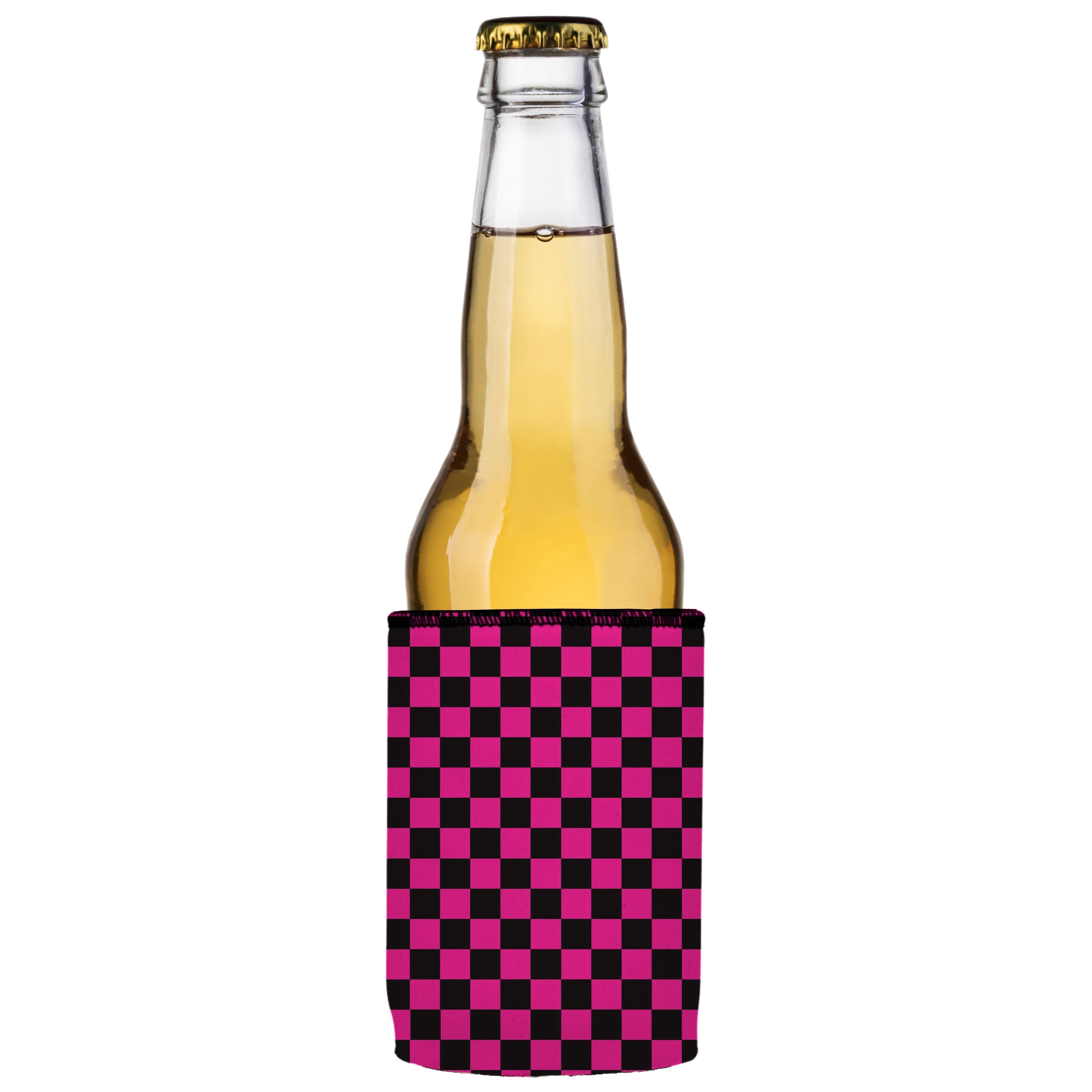 Pink Checkerboard Stubby Cooler 2-Pack - Standard
