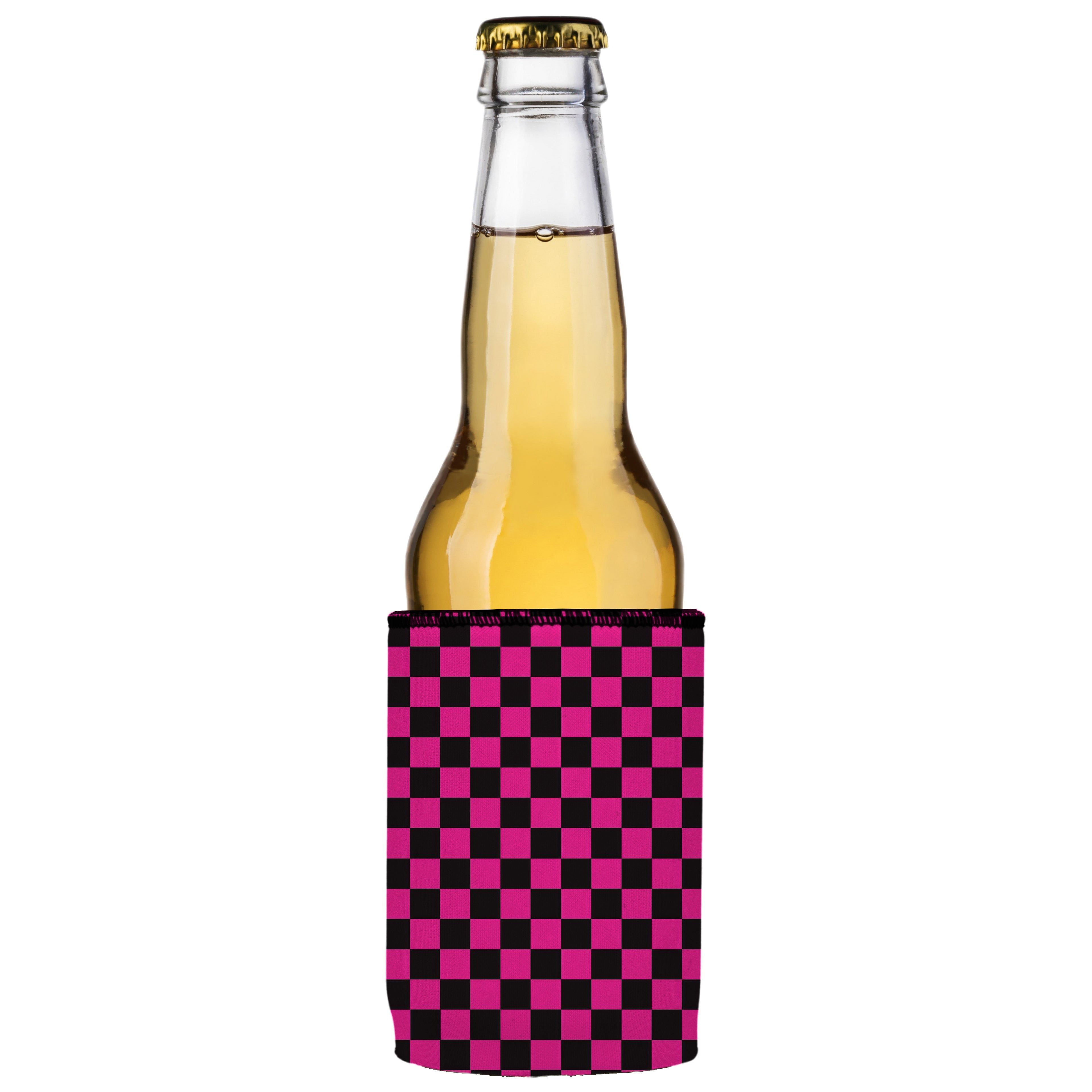 Pink Checkerboard Stubby Cooler - Standard 4