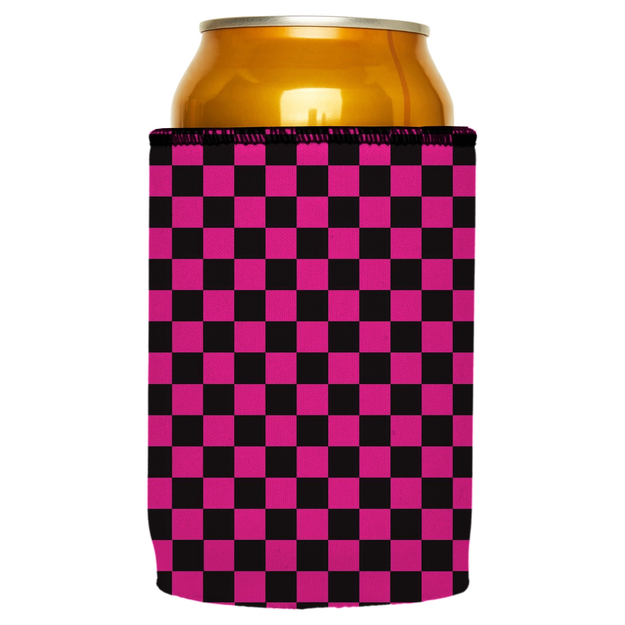 Pink Checkerboard Stubby Cooler - Standard 5