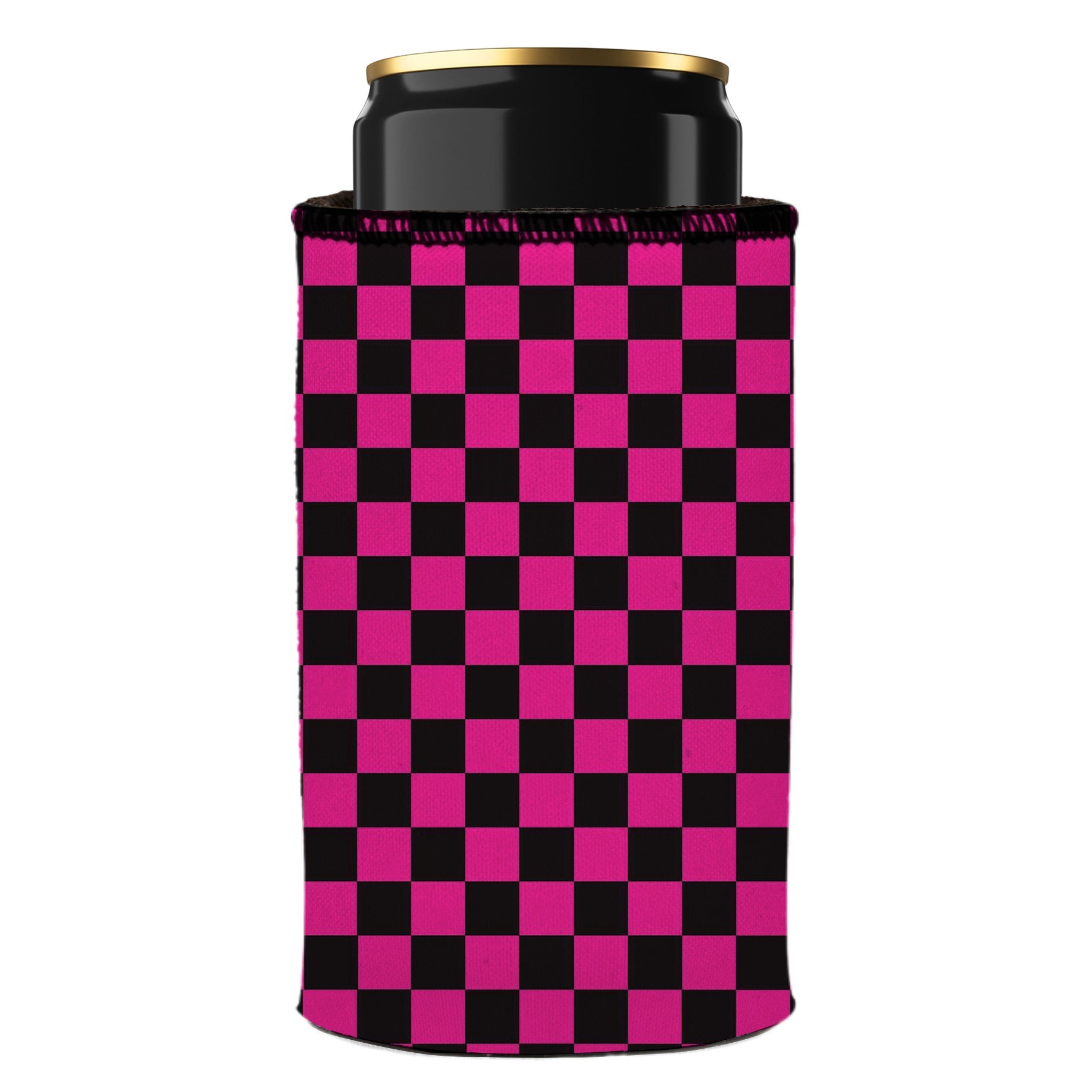 Pink Checkerboard Stubby Cooler - Standard 7