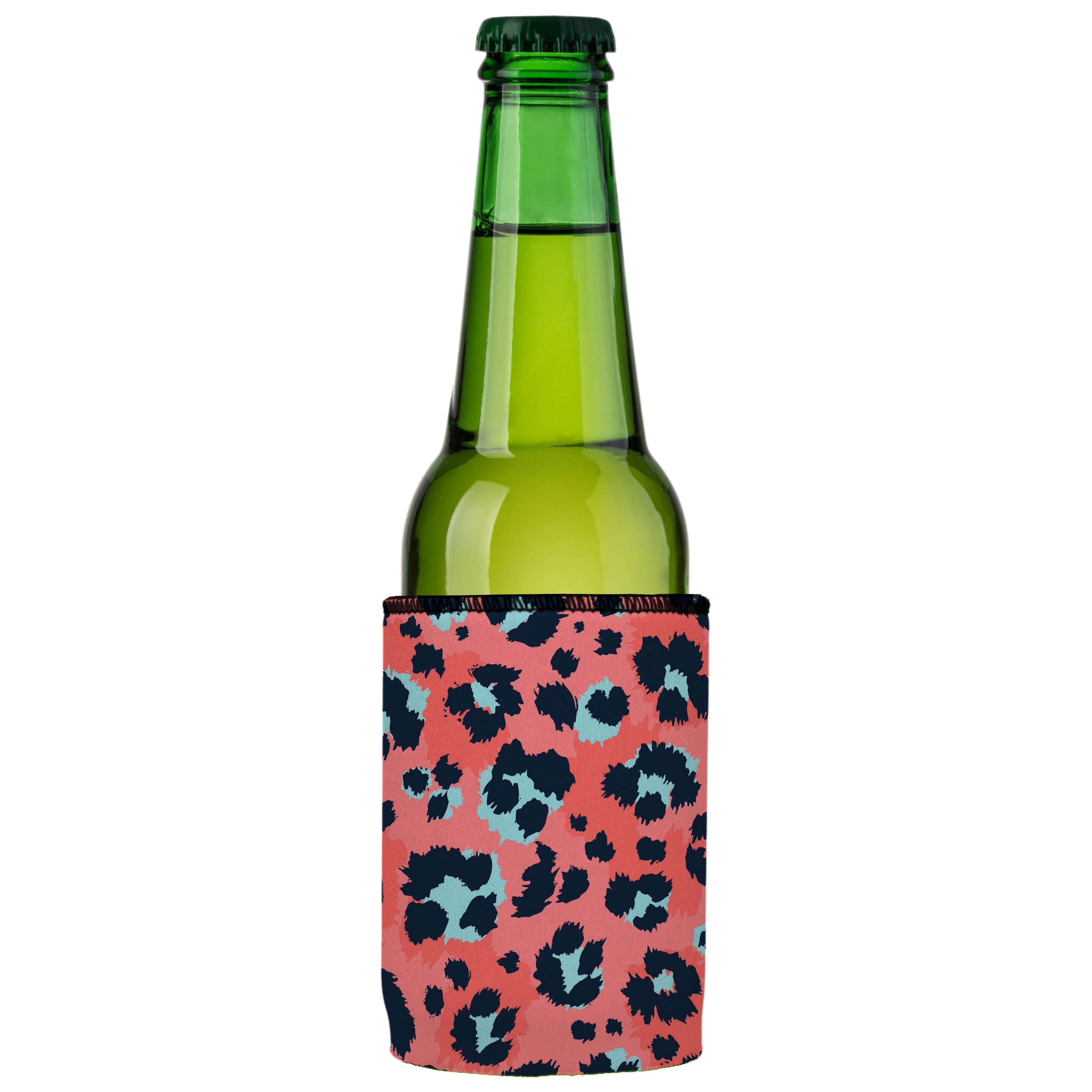 Coral Leopard Print Stubby Cooler 2-Pack - Standard