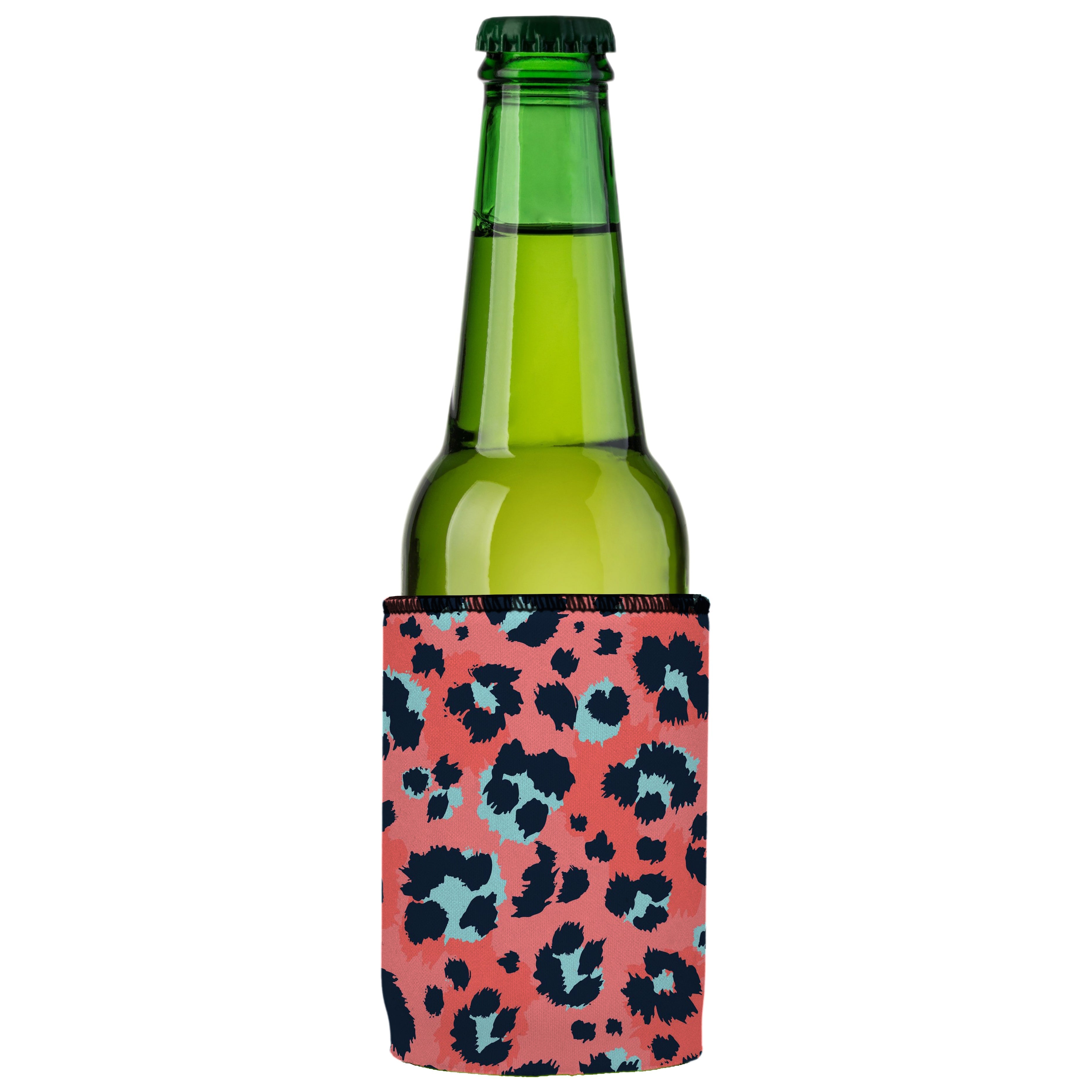 Coral Leopard Print Stubby Cooler - Standard