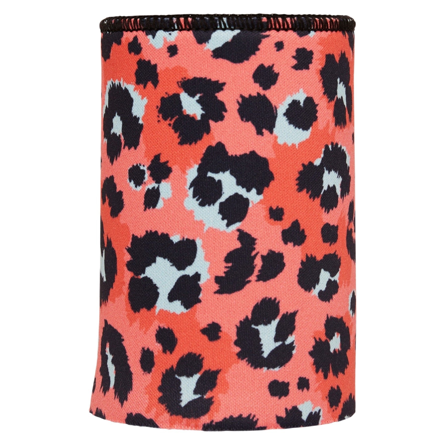 Coral Leopard Print Stubby Cooler - Standard 3