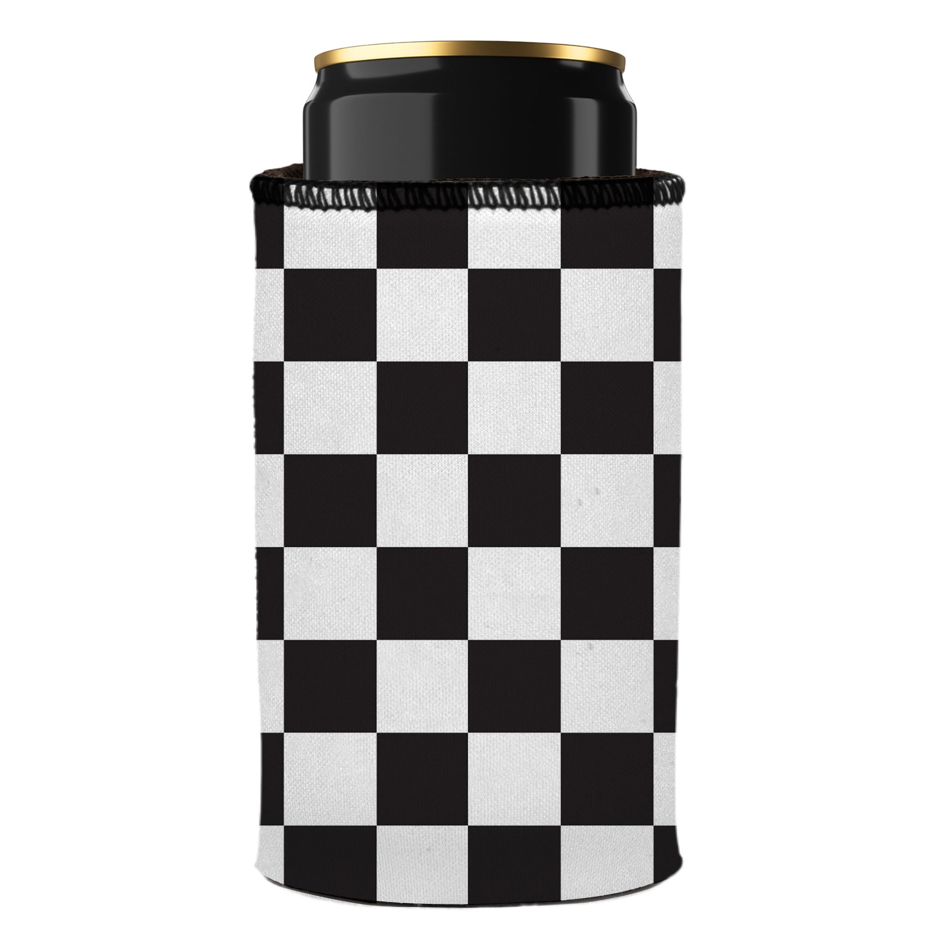 Small Checkerboard Stubby Cooler - Standard 7