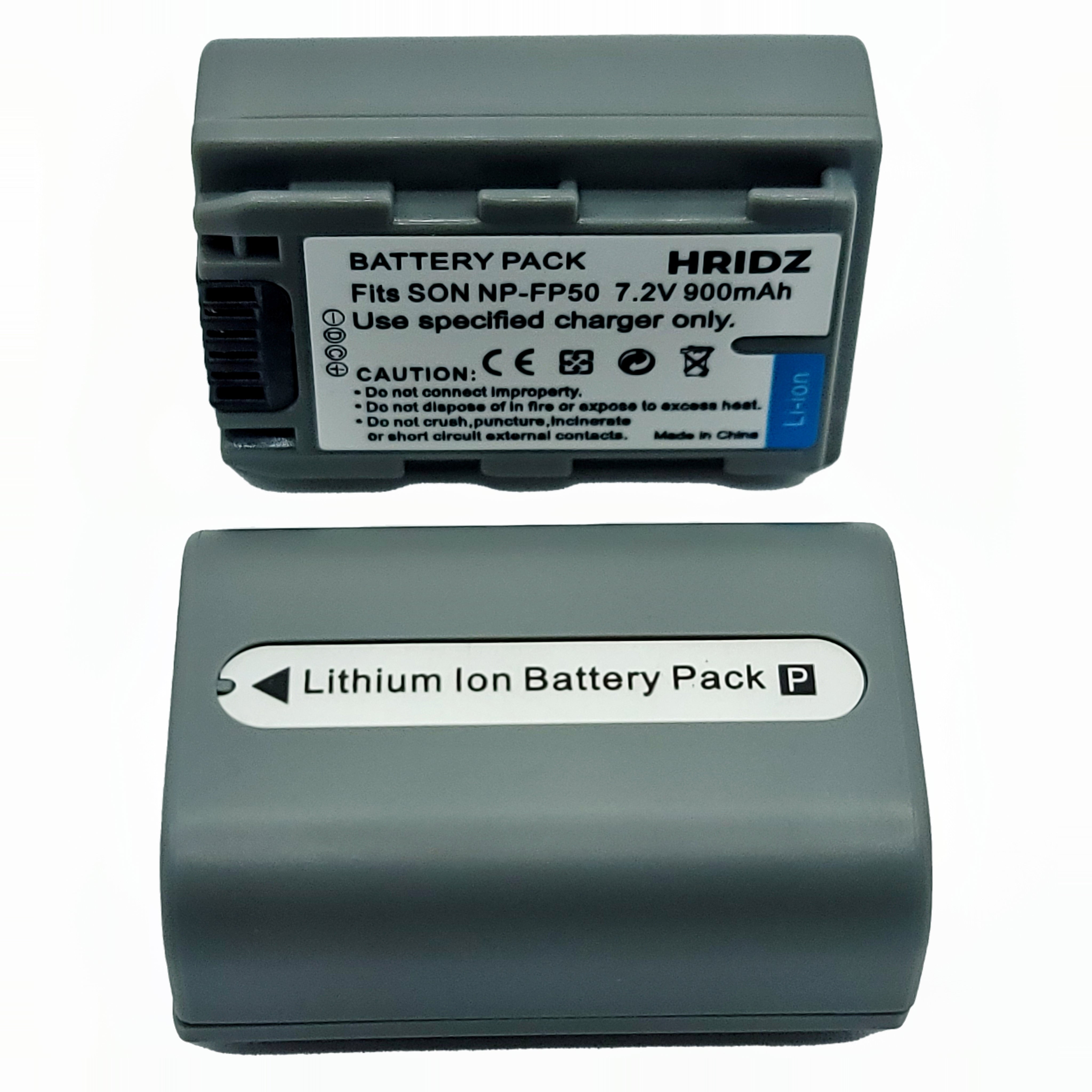 Hridz NP-FP50 Batteries & Dual Charger Set For Sony NP-FP50 DCR-HC85 3