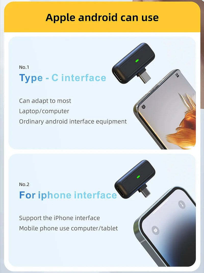 Hridz SX6 2in1 Portable Wireless Microphone For fast connection 2.4g Dual Microphone for Vlog Singing Teaching Recording 5
