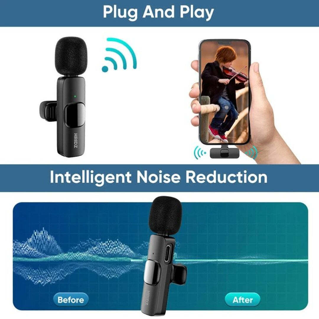 Hridz K31 Wireless Mini Microphone 3 in 1 for iOS, Android, Camera Smartphone DSLR Desktop Laptop 4