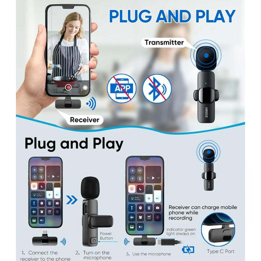 Hridz K31 Wireless Mini Microphone 3 in 1 for iOS, Android, Camera Smartphone DSLR Desktop Laptop 8