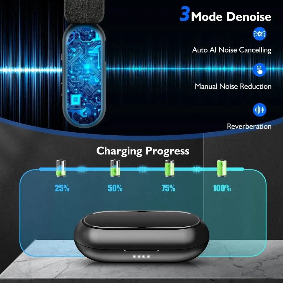 HRIDZ Wireless Lavalier Microphone fast connection Port Mic For Apple iPhone ipad Vlog Live Stream 3