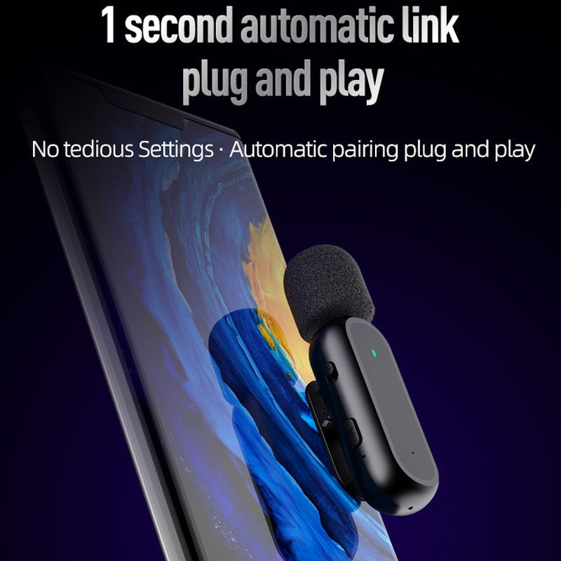 Professional Wireless Lavalier Microphone Set with Portable Charging Box Crystal Clear Audio - 2in1-fast connection 3