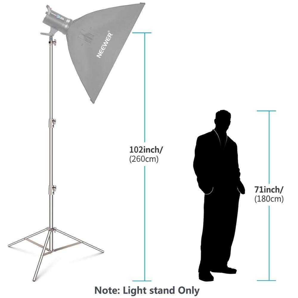 1Pcs Hridz 260cm Stainless Steel Heavy Duty with 1/4" to 3/8" adapter for Studio Softbox, Monolight and Other Photographic Equipment - 1-Stand 4
