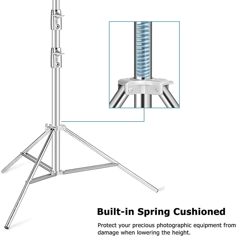 3Pcs 260cm Heavy Duty Stainless Steel Light Stand for Photo and Video 8