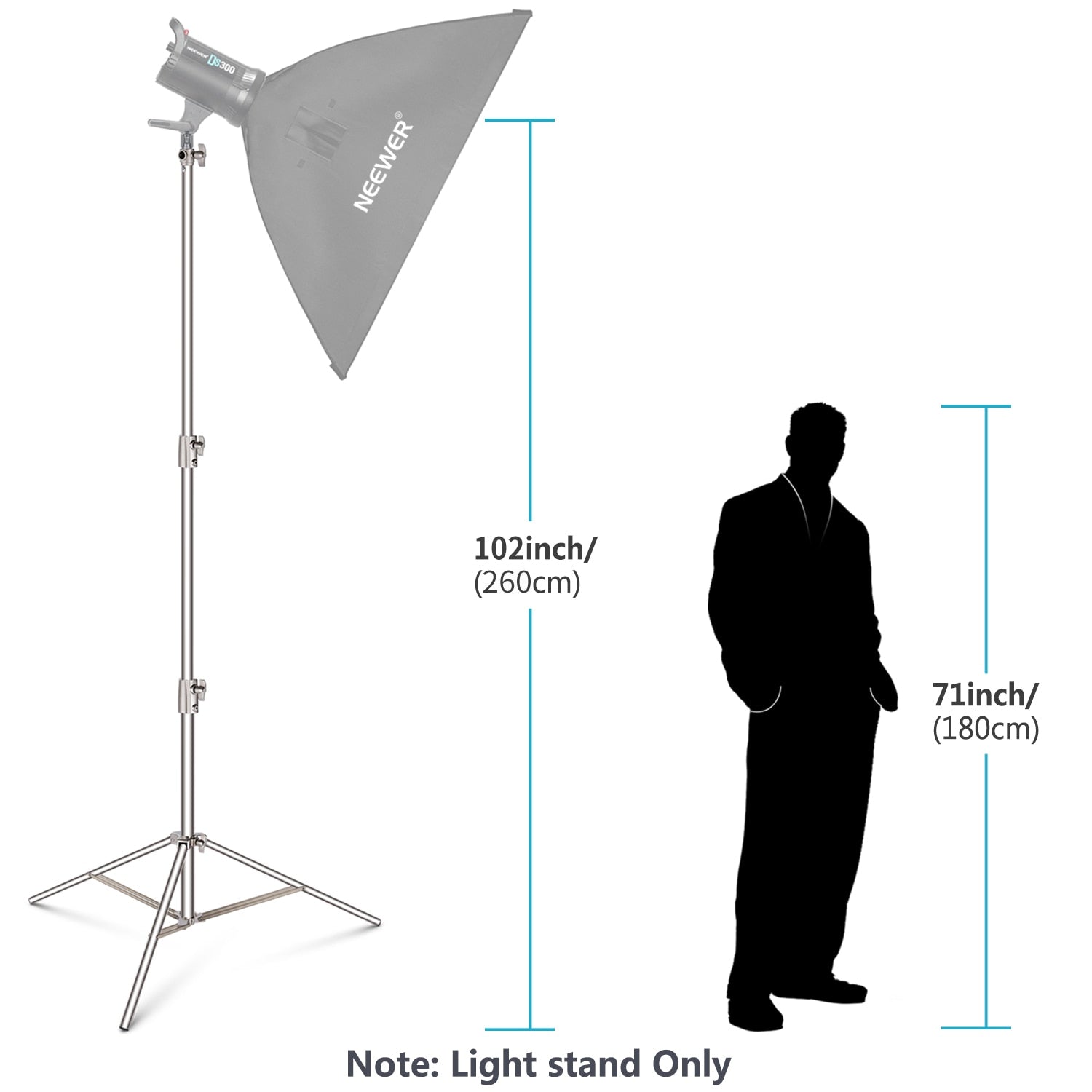 Hridz Stainless Steel 2.8m Heavy Duty Light Stand for Studio Softbox Bowen Lights Photography Studio 280cm Tripod 3