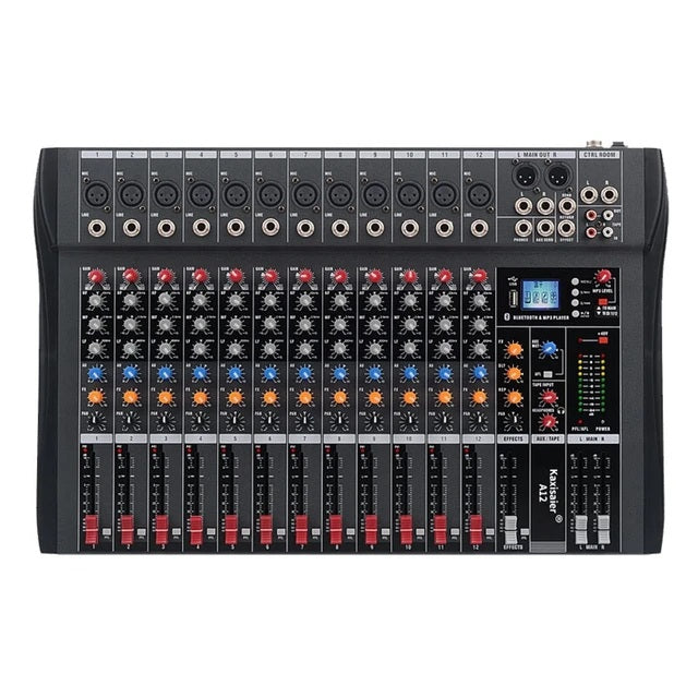 Hridz 12 Channel Mixing Console Live Studio Audio DJ Mixer Sound Board USB Interface 8