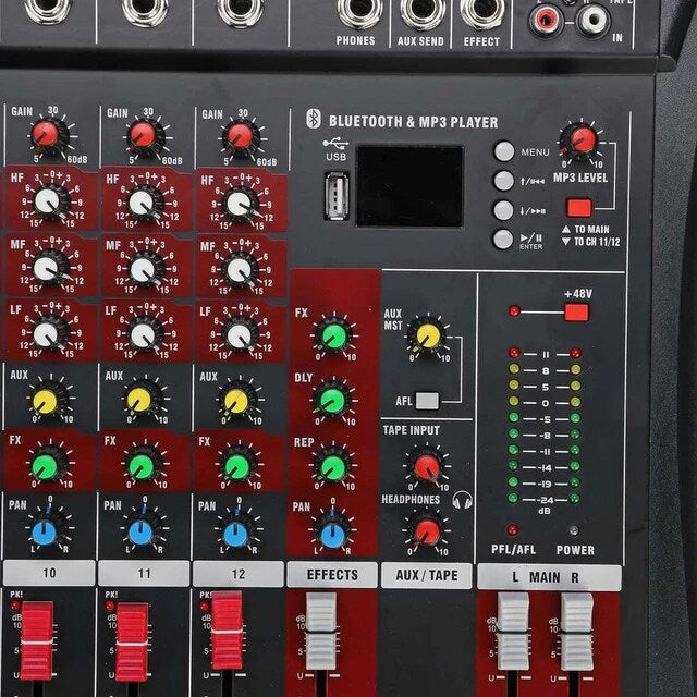 Hridz 12 Channel Mixing Console Live Studio Audio DJ Mixer Sound Board USB Interface 5
