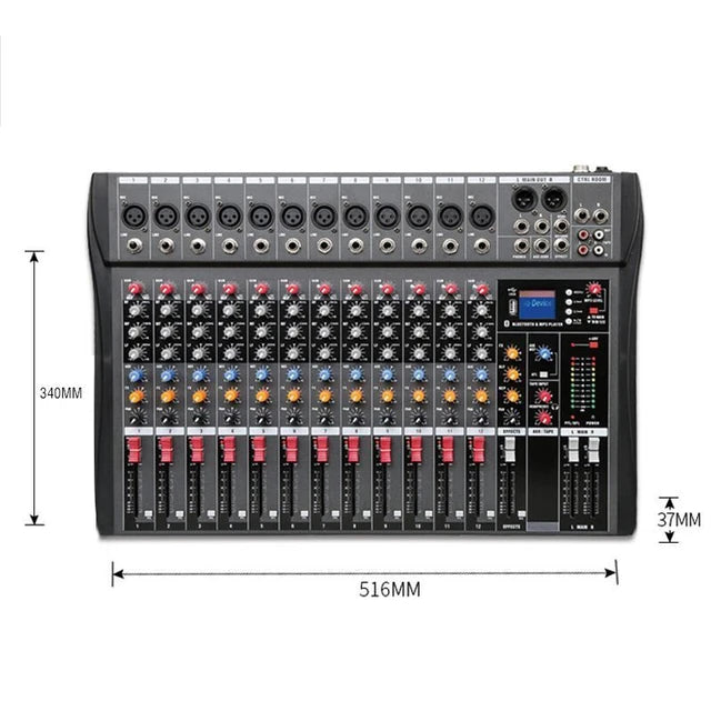 Hridz 12 Channel Mixing Console Live Studio Audio DJ Mixer Sound Board USB Interface 4