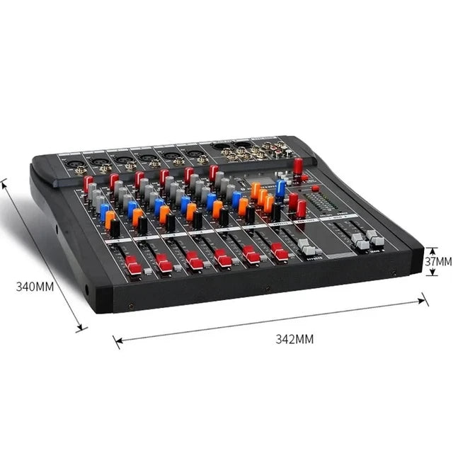 Hridz 6 Channels Bluetooth Mixer DJ Live Studio Audio Mixer USB Console Amplifier AUX 3