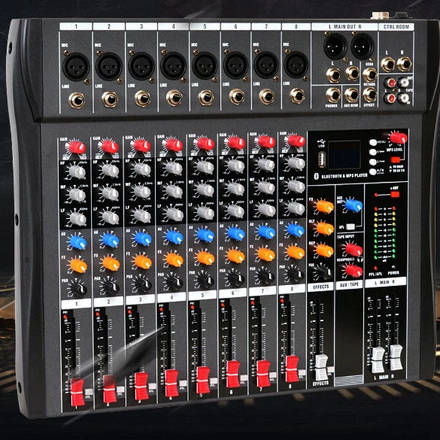 Hridz CT-80S Professional Audio Mixer – 8 Channels Bluetooth USB Mixer with Effects 4