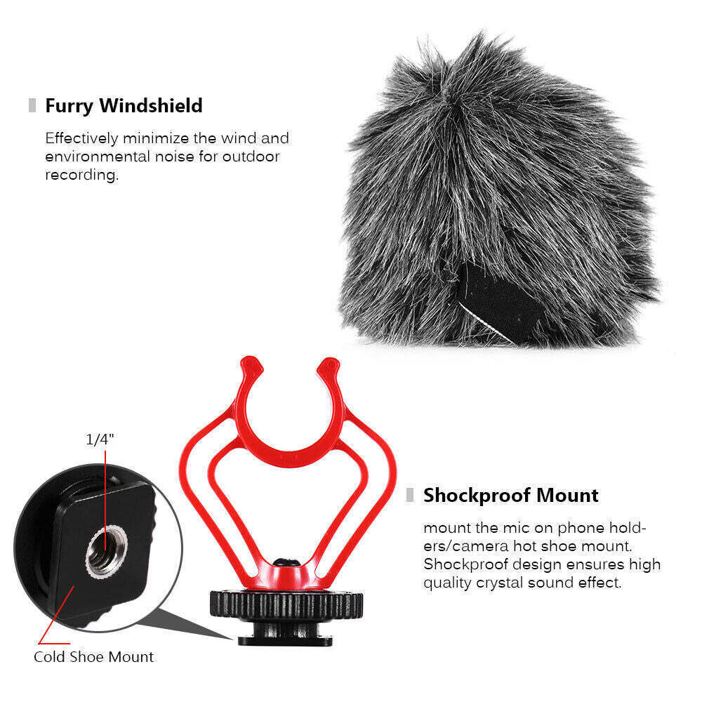 HZ MG1 Cardioid Shotgun Lavalier Microphone For Camera Smartphone 8