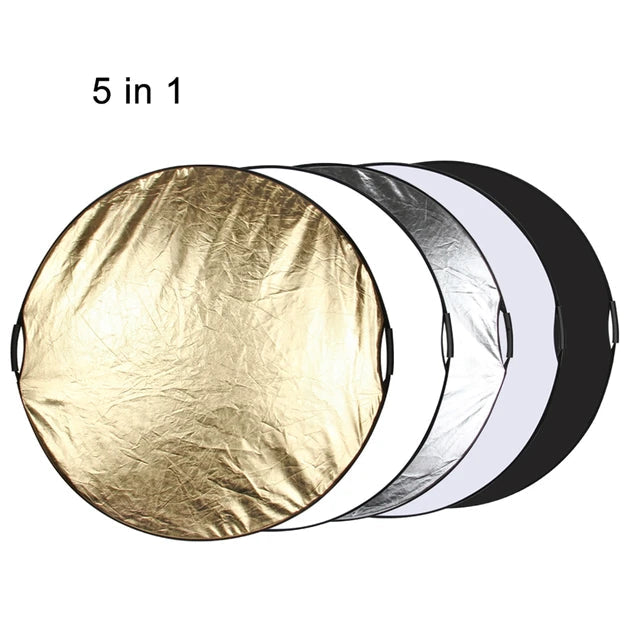 Hridz 110cm 5in1 portable light reflectors with Grip Translucent, Silver, Gold, White, and Black 5