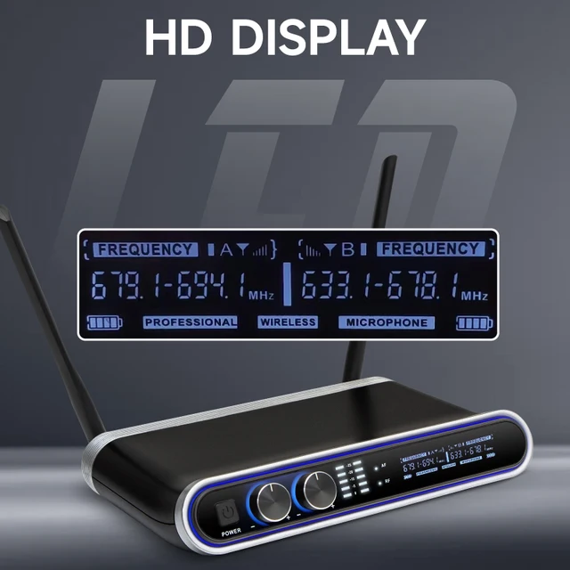 Hridz Wireless UHF Microphone Kit Dual Handheld Mics with 100m Range Receiver for Karaoke Meetings Parties 4