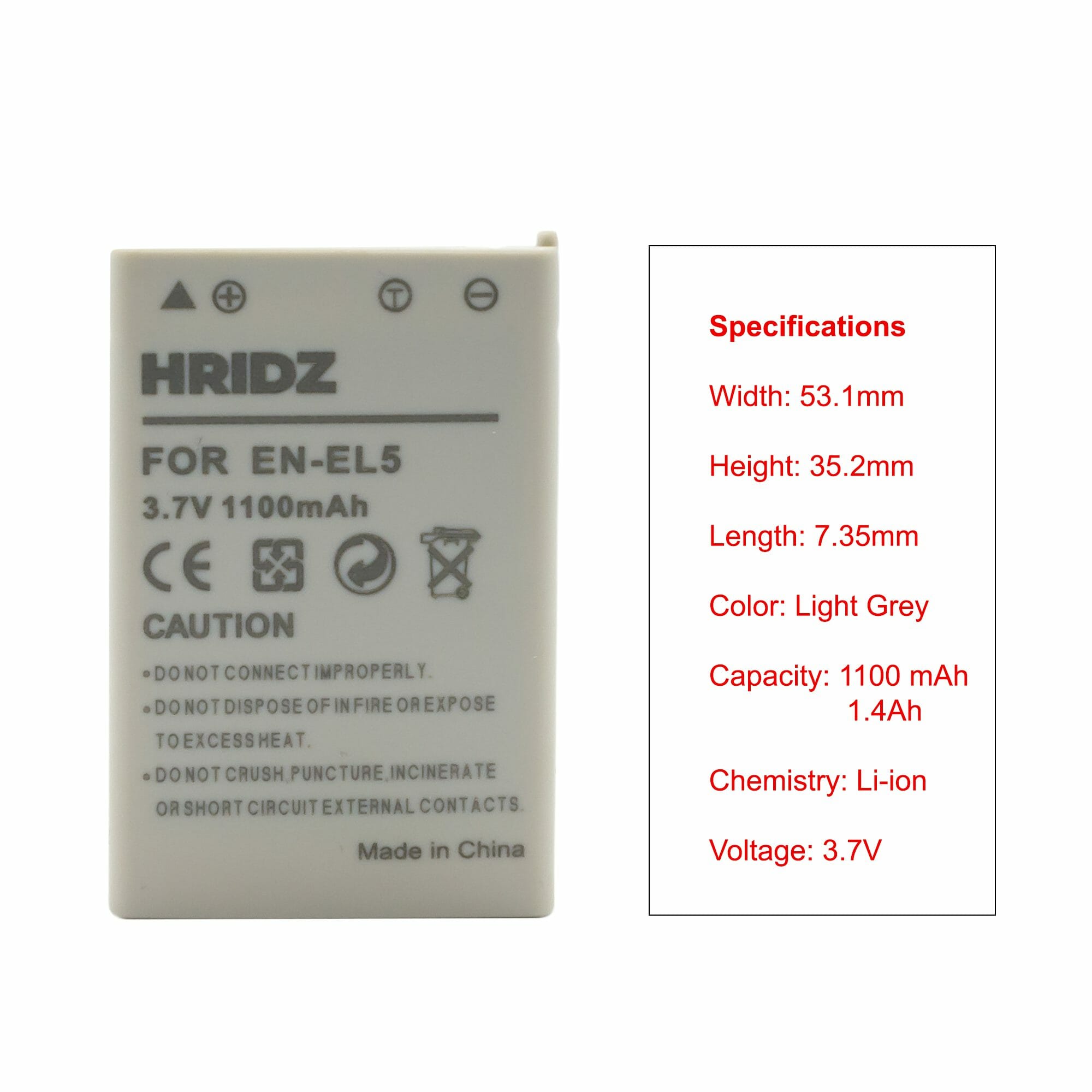HRIDZ EN-EL5 Battery for Nikon Coolpix 3700 4200 5200 5900 7900 E3700 P5000 3
