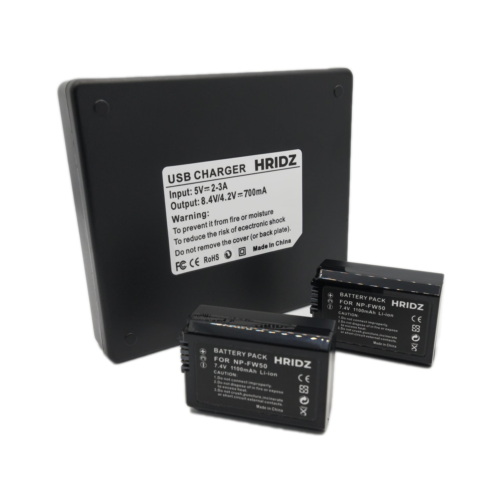 Hridz NP-FW50 Battery & Charger Pack for Sony NP-FW50 and SLT-A33,A35,A37,A55V, DSC-RX10 3