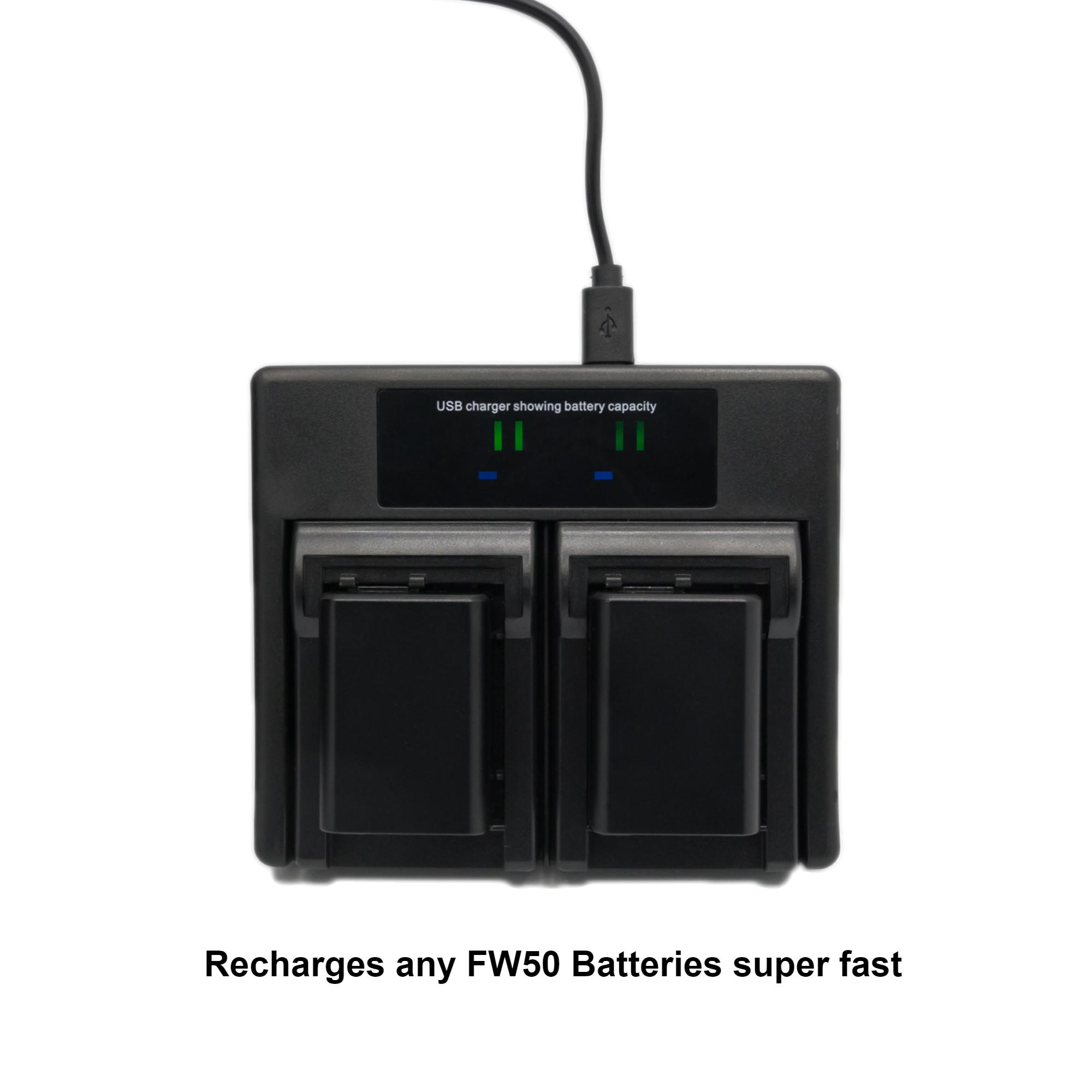 Hridz FW50 Battery Charger for Sony Alpha A7 A7II NEX-3 3N 5 NEX-6 NEX-7 3
