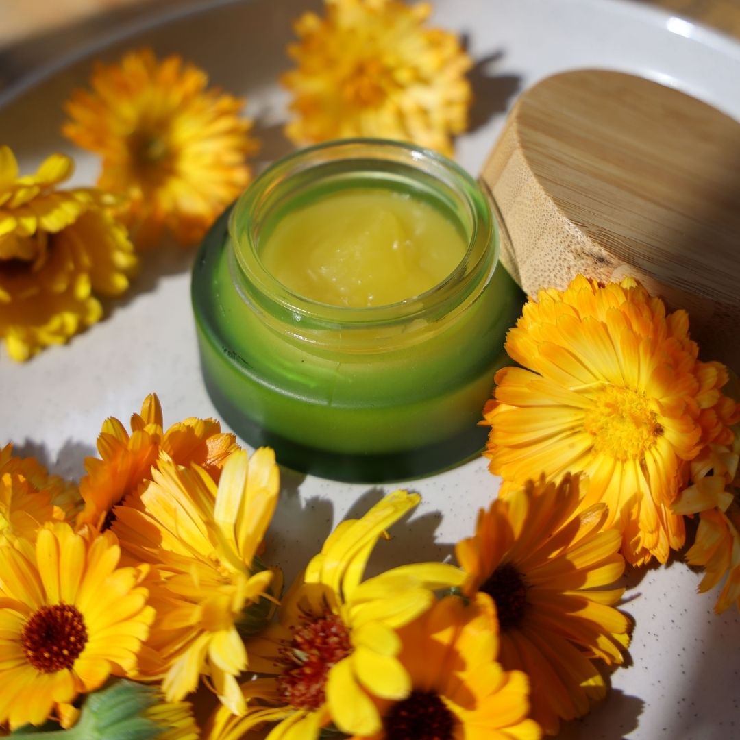 Cosmetic Bamboo Lid Glass Jar & Dropper Set 4