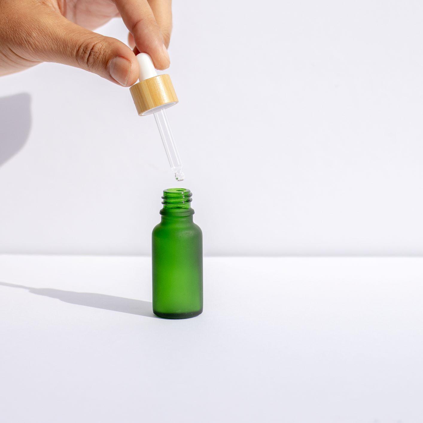 Cosmetic Bamboo Lid Glass Jar & Dropper Set 5