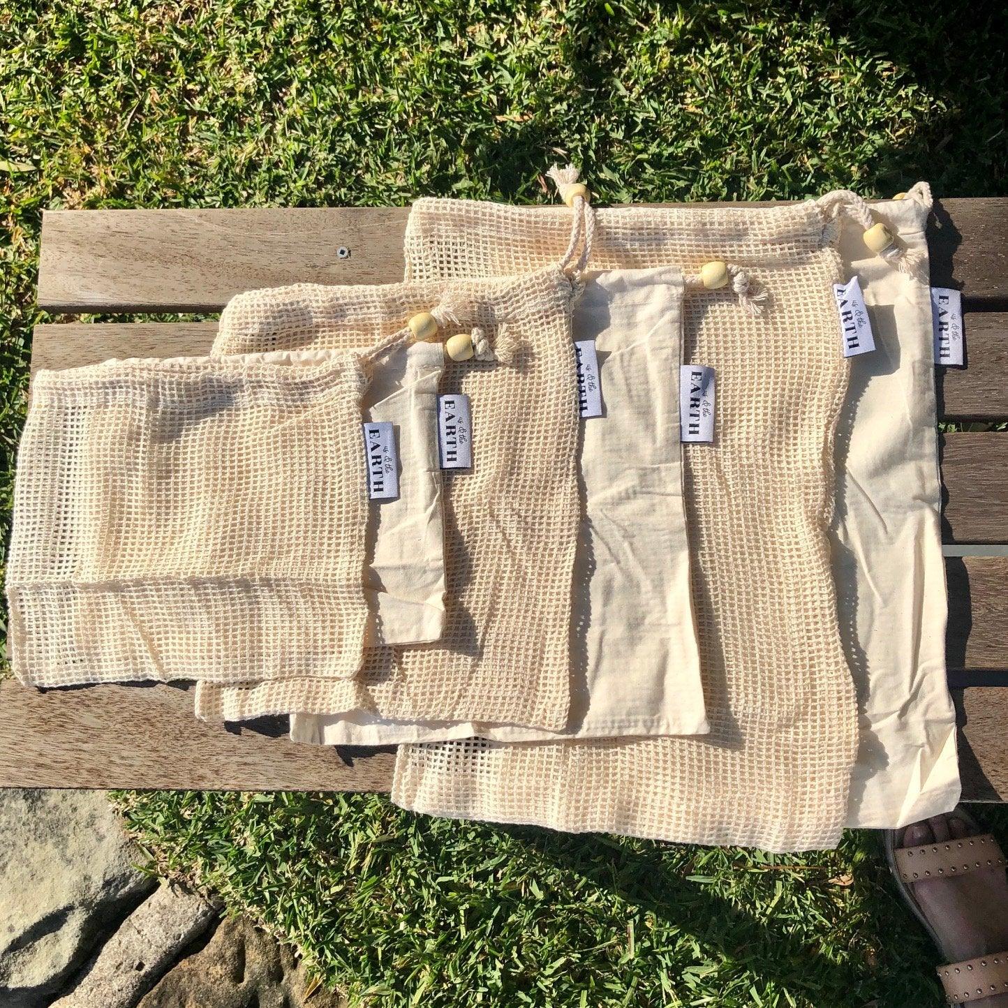 Market Day Shopping Bundle | 6 Produce Bags | Mesh Shopping Tote 3