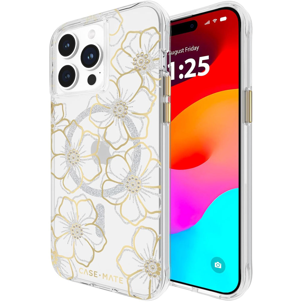 Case-Mate Floral Gems MagSafe Case For iPhone 15 Pro Max - Gold 6