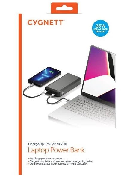 Cygnett ChargeUp Pro 20K mAh Laptop Power Bank - Black 3