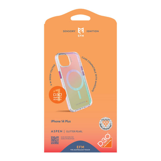 EFM Aspen Case Armour with MagSafe D3O Crystalex For iPhone 14 Plus (6.7") - Glitter Pearl 5