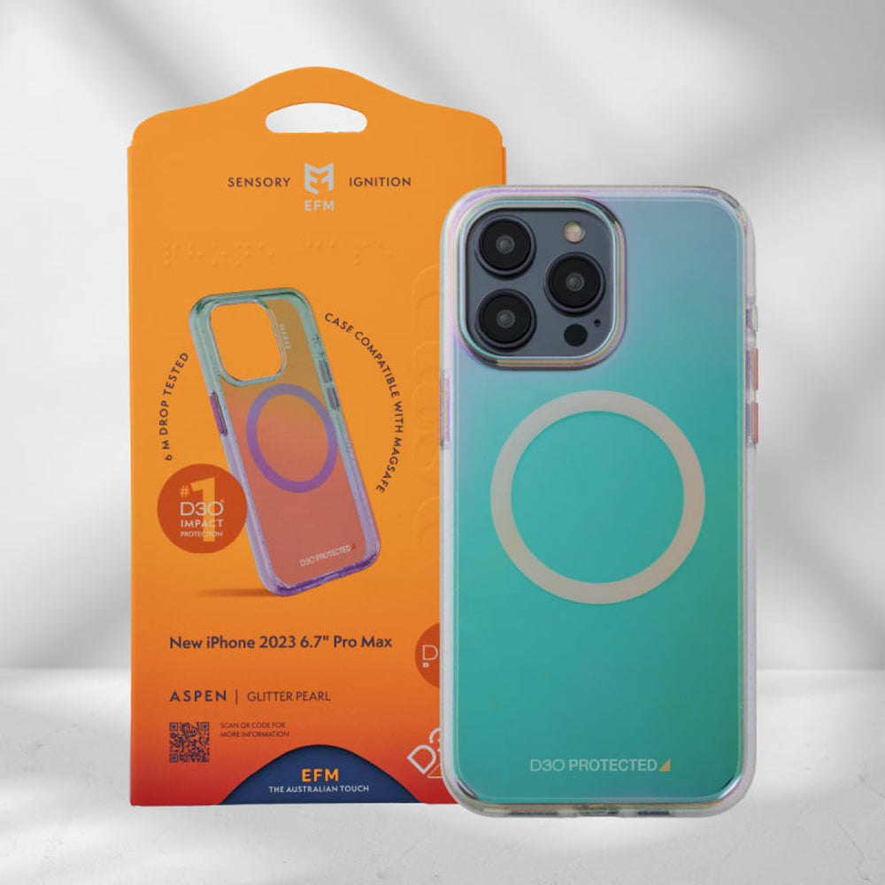 EFM Aspen Case Armour with D3O BIO suits iPhone 15 Pro Max  - Glitter Pearl 3