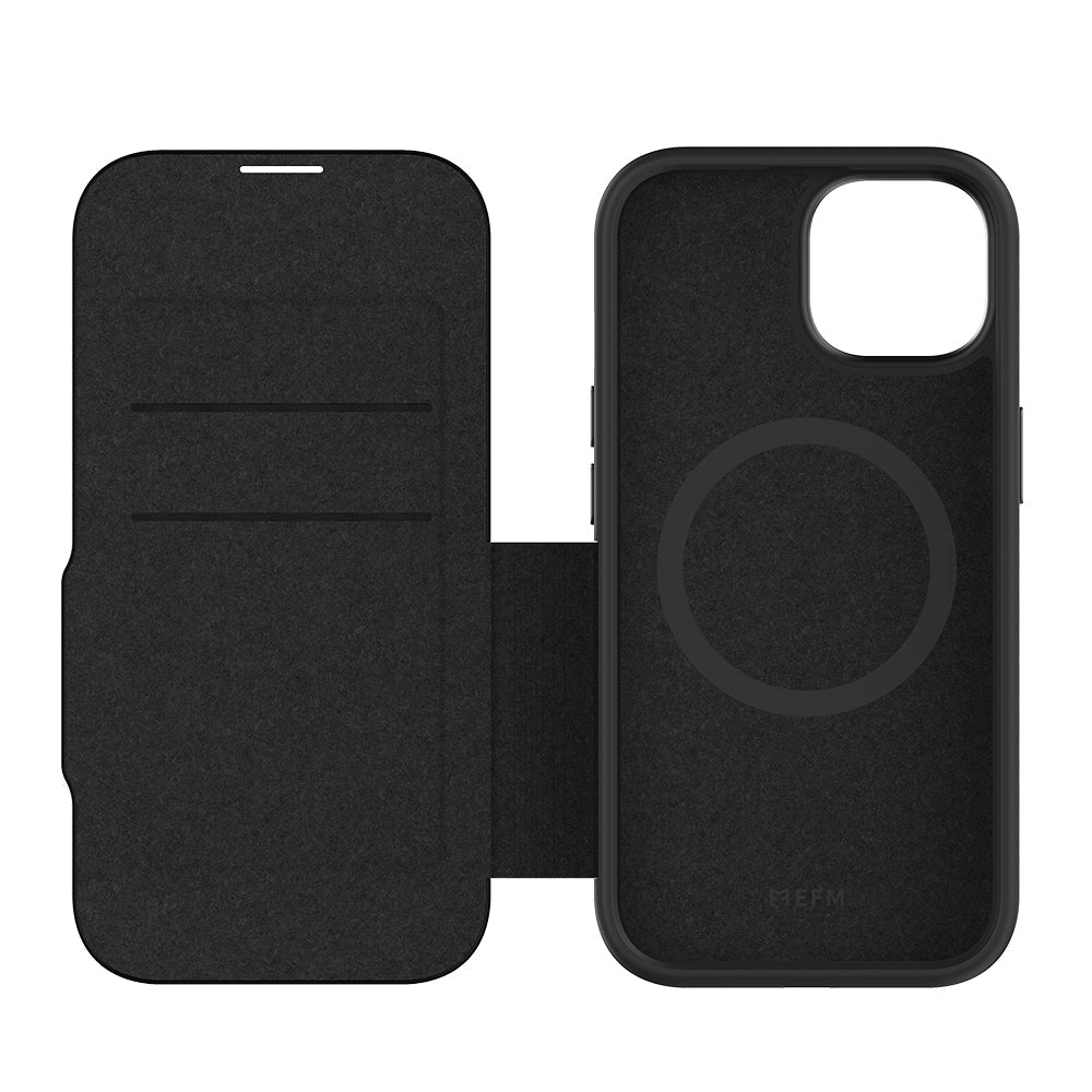 EFM Monaco E-leather Wallet Case Armour With D3O Plus Suits Iphone 15 (6.1") - Black/Space Grey 5