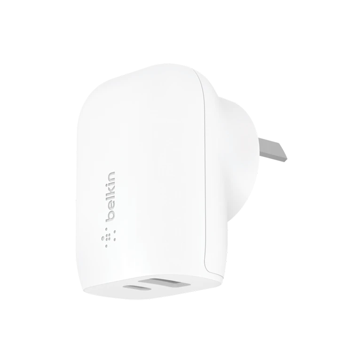 Belkin Dual PD Wall Charger with PPS - 42W Fast Charging for iPhone & Android, 1x USB-C (30W) & 1x USB-A (12W) - White 6