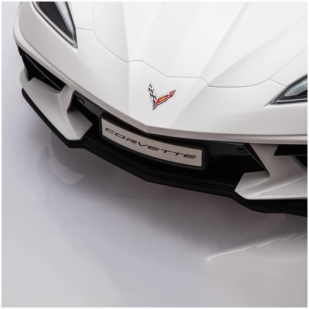 12V Licensed V8 Corvette Battery Powered Sports Kids Ride On Car – White 3