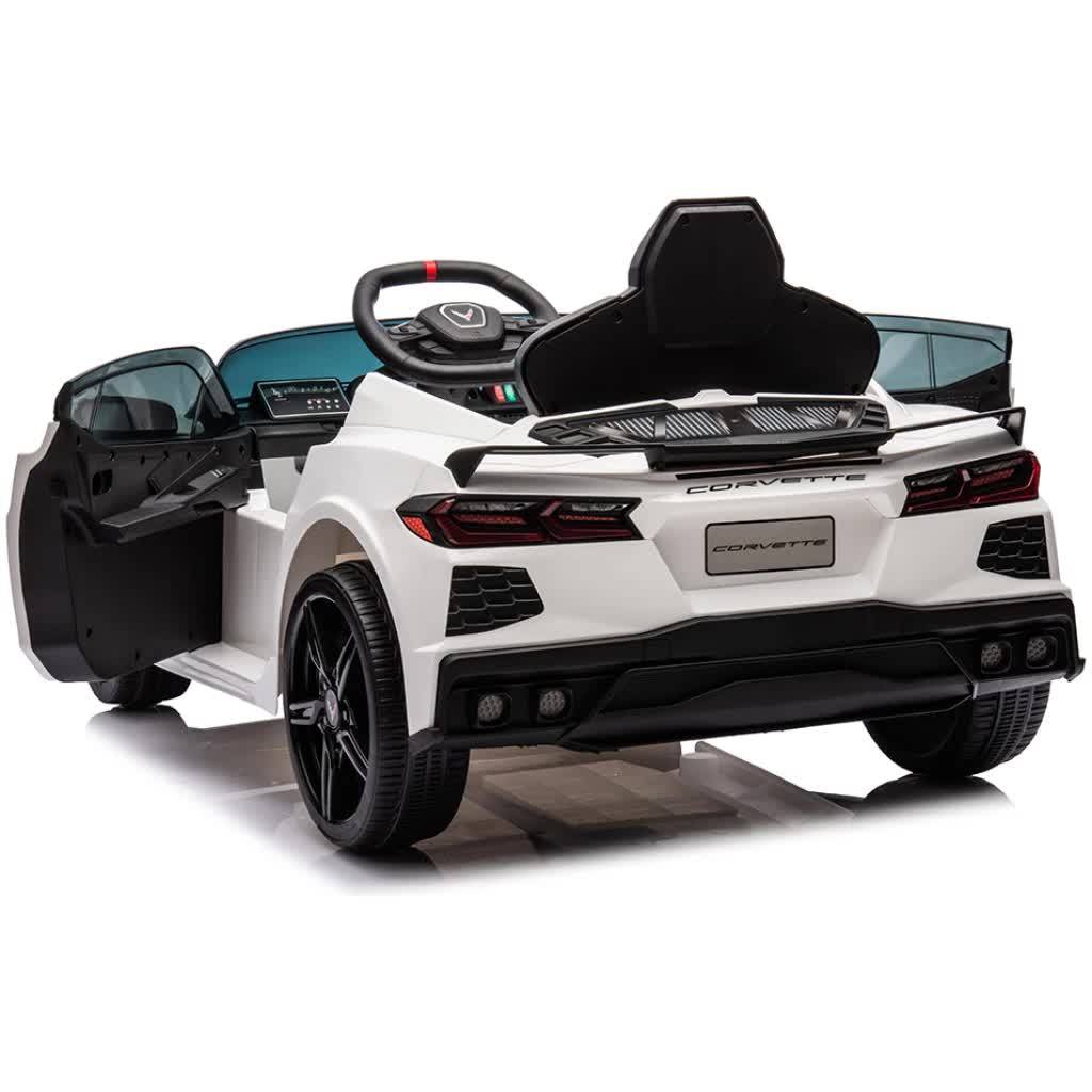 12V Licensed V8 Corvette Battery Powered Sports Kids Ride On Car – White 5
