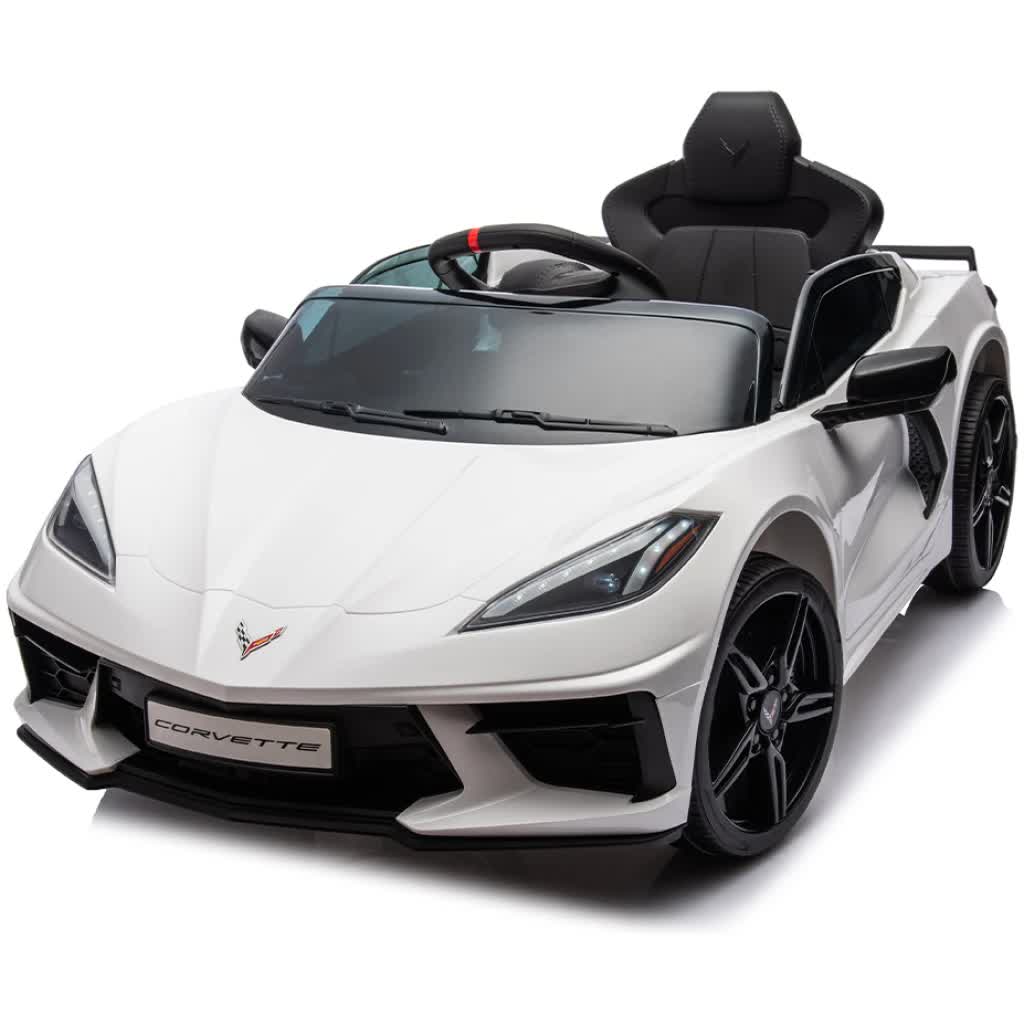 12V Licensed V8 Corvette Battery Powered Sports Kids Ride On Car – White 6