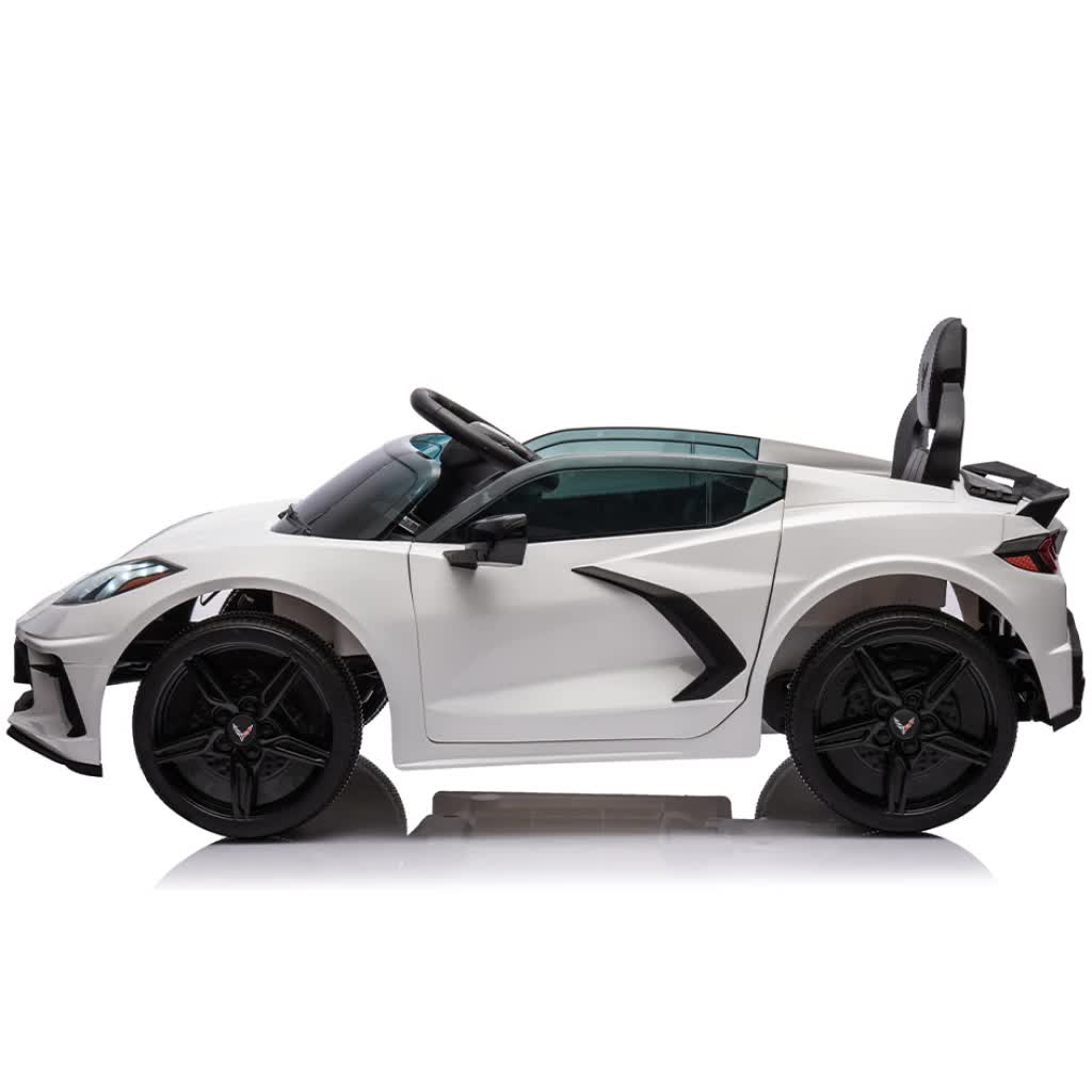 12V Licensed V8 Corvette Battery Powered Sports Kids Ride On Car – White 7