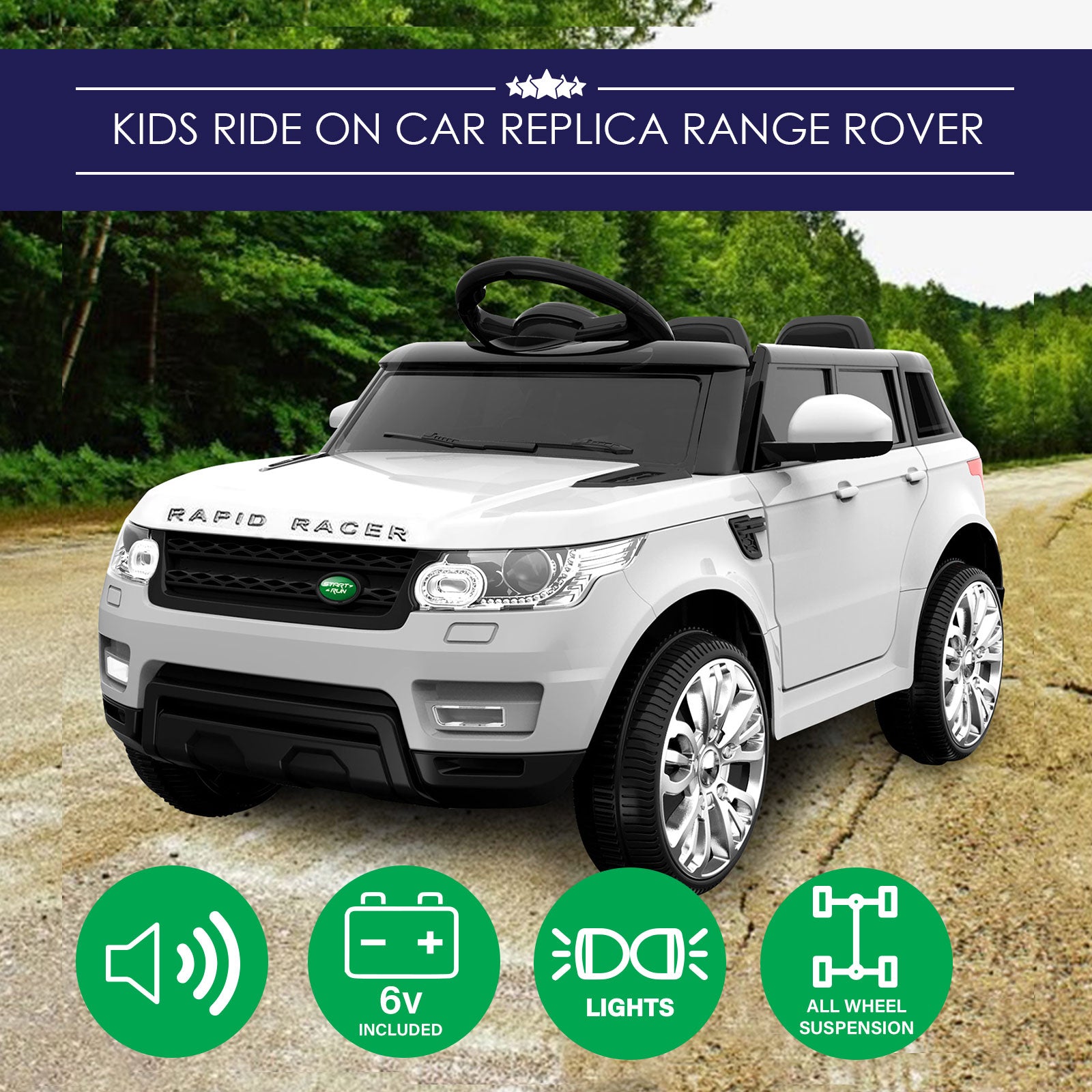 KIDS Ride-On Car Electric Battery KIDS Toy Powered w/ Remote 12V White 5