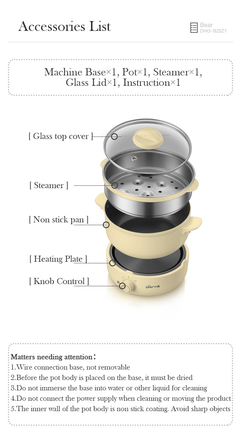BEAR Multifunction Cooking Pot Hot Pot DHG-B25Z1 14