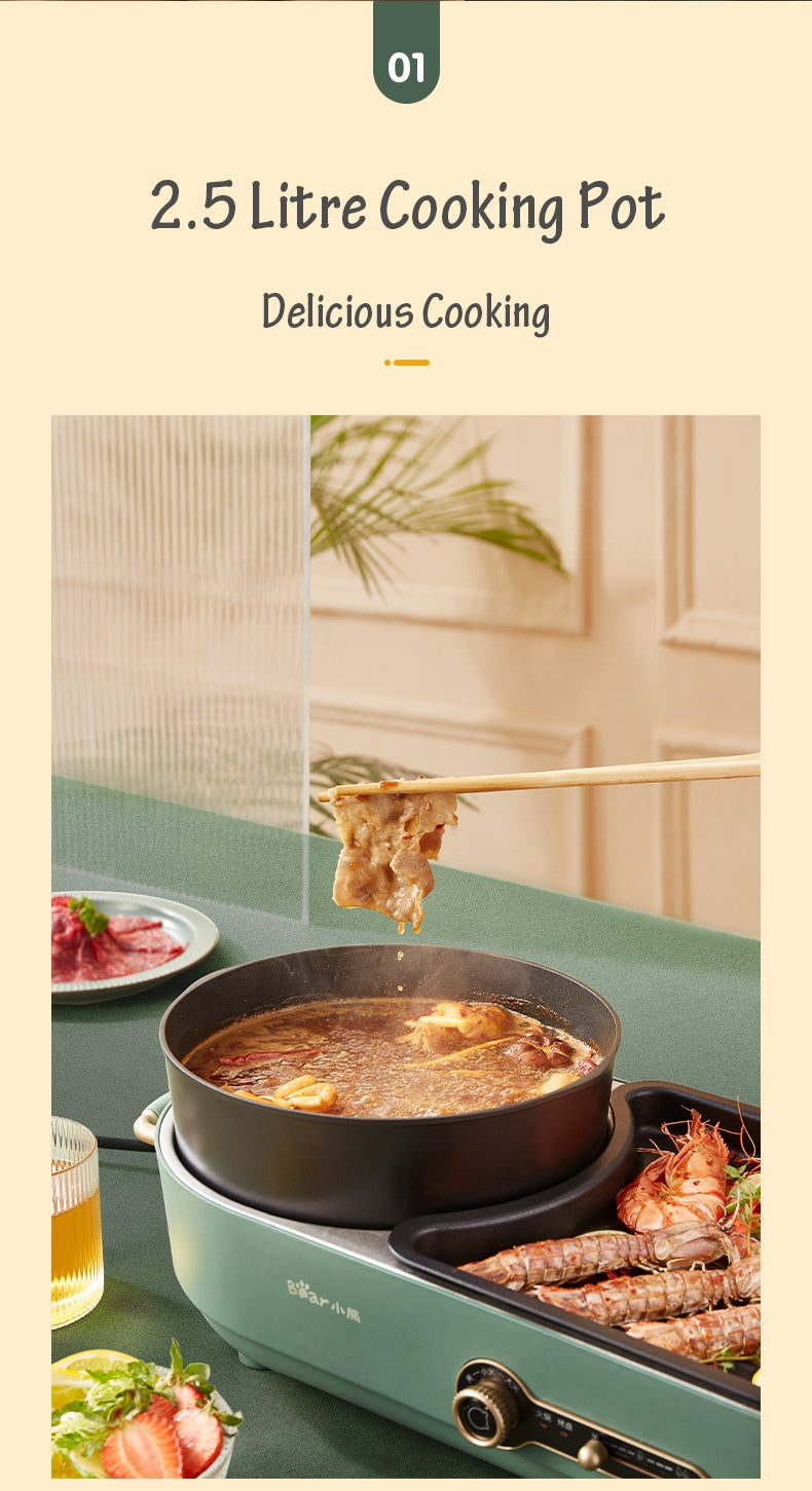 BEAR Multi-functional 2-in-1 Cooking Hot Pot And Griddle Barbecue Machine DKL-C15L1 5