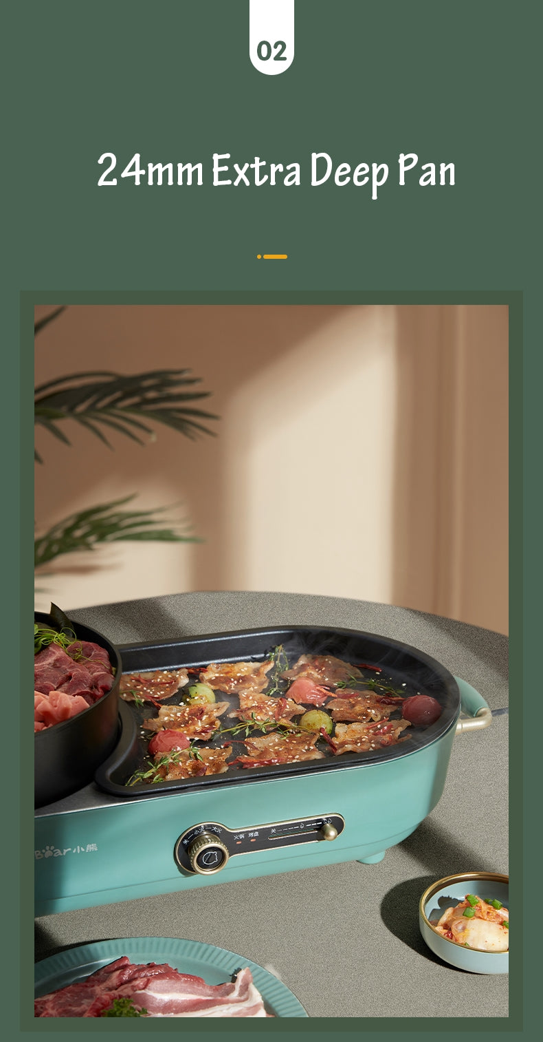 BEAR Multi-functional 2-in-1 Cooking Hot Pot And Griddle Barbecue Machine DKL-C15L1 7