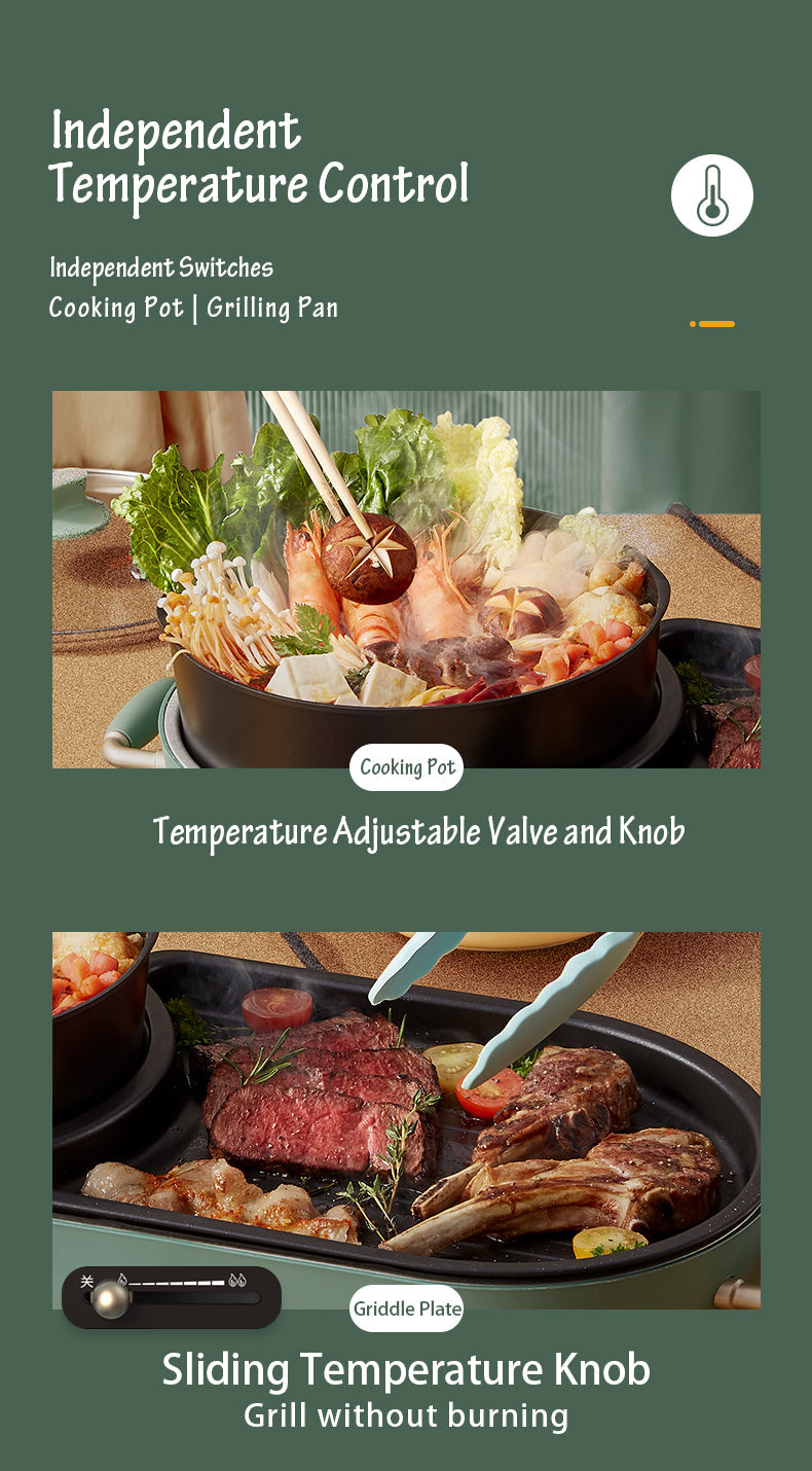 BEAR Multi-functional 2-in-1 Cooking Hot Pot And Griddle Barbecue Machine DKL-C15L1 14