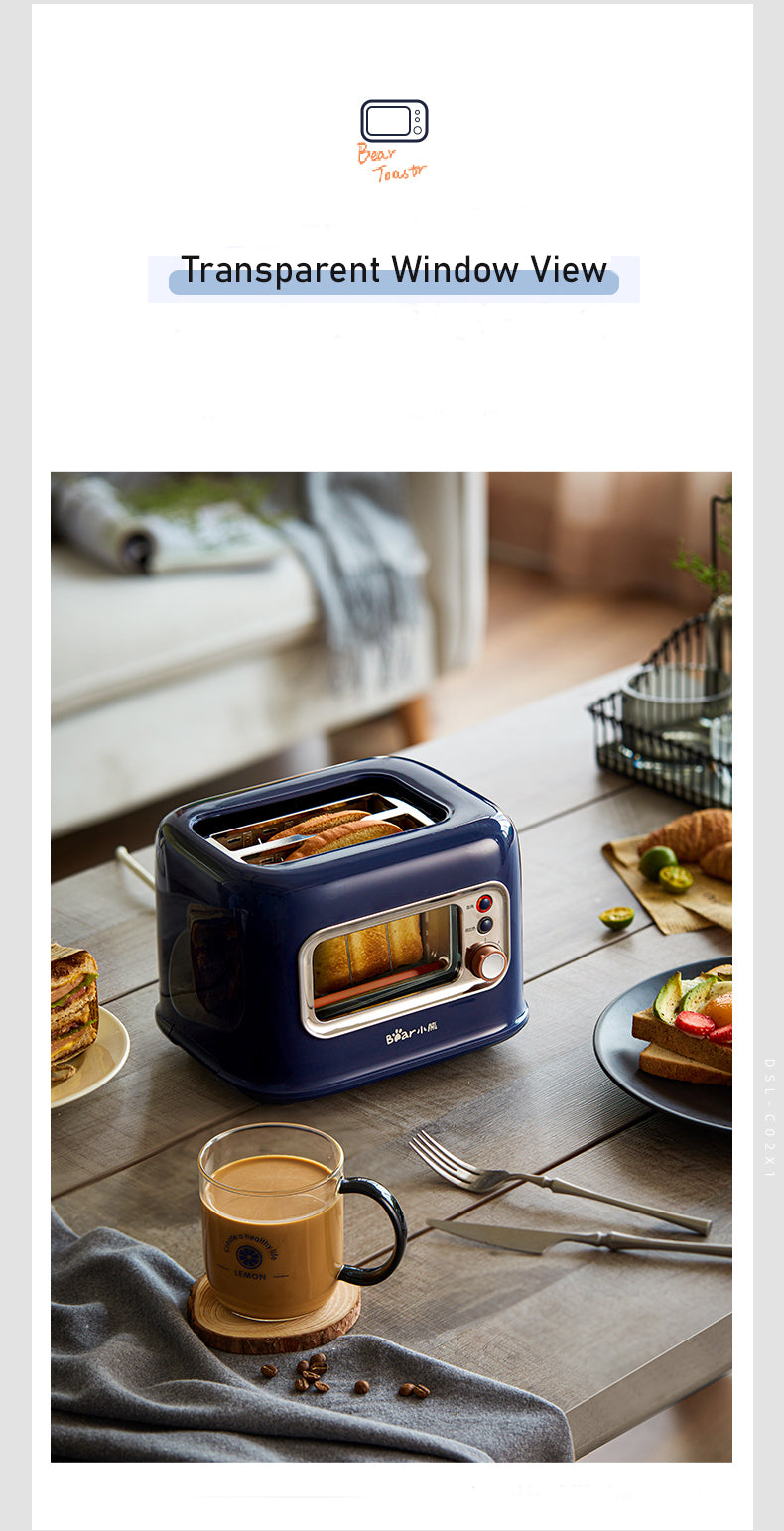 BEAR Double Slots Bread Toaster With Glass Window DSL-C02X1 6