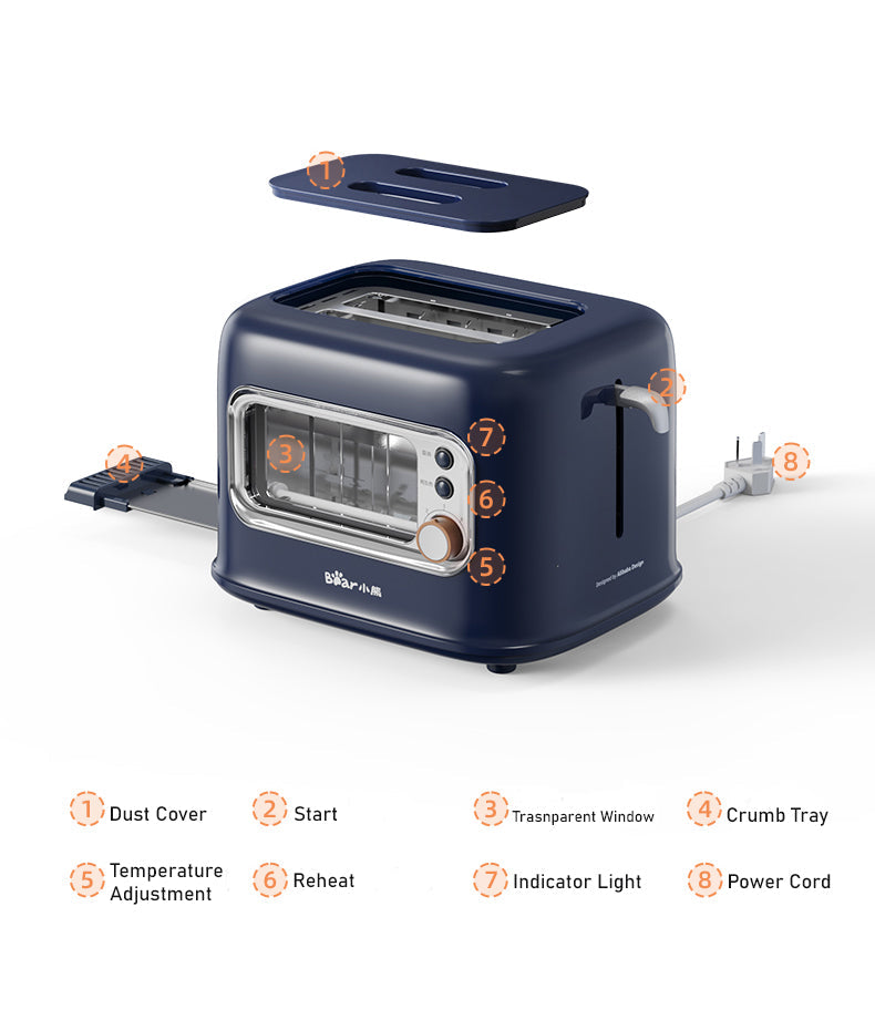 BEAR Double Slots Bread Toaster With Glass Window DSL-C02X1 10
