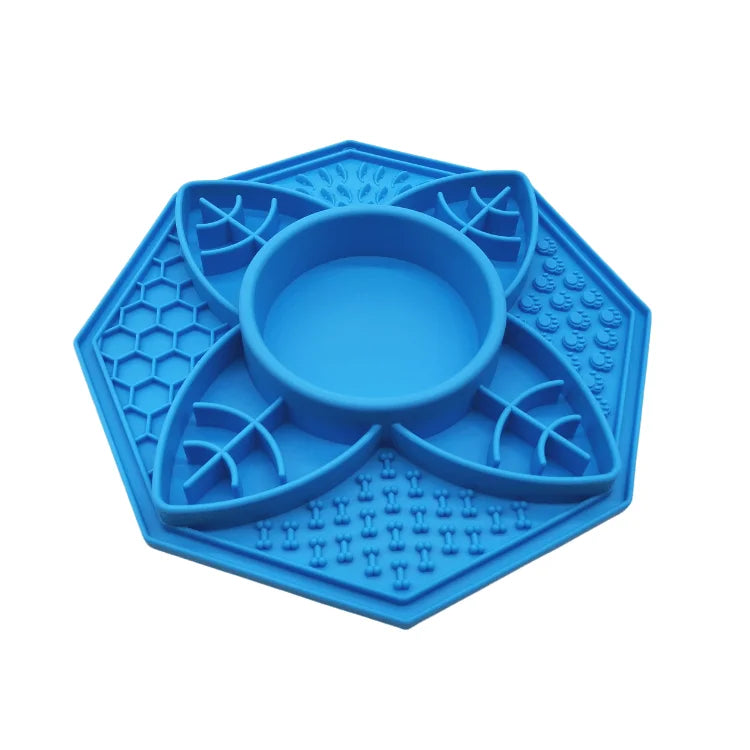 Flower Mandala Slow Feeder Lick Mat Bowl - Blue 1